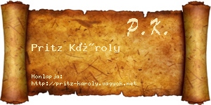 Pritz Károly névjegykártya